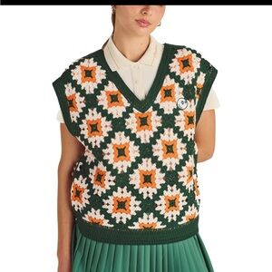 Malbon Bianca Knit Golf Vest Ivory Multi size XS